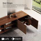 Mid-Century Modern TV Stand with 4 Doors Storage Cabinets, Fits TVs Up to 100 Inches, Living Room Entertainment Center