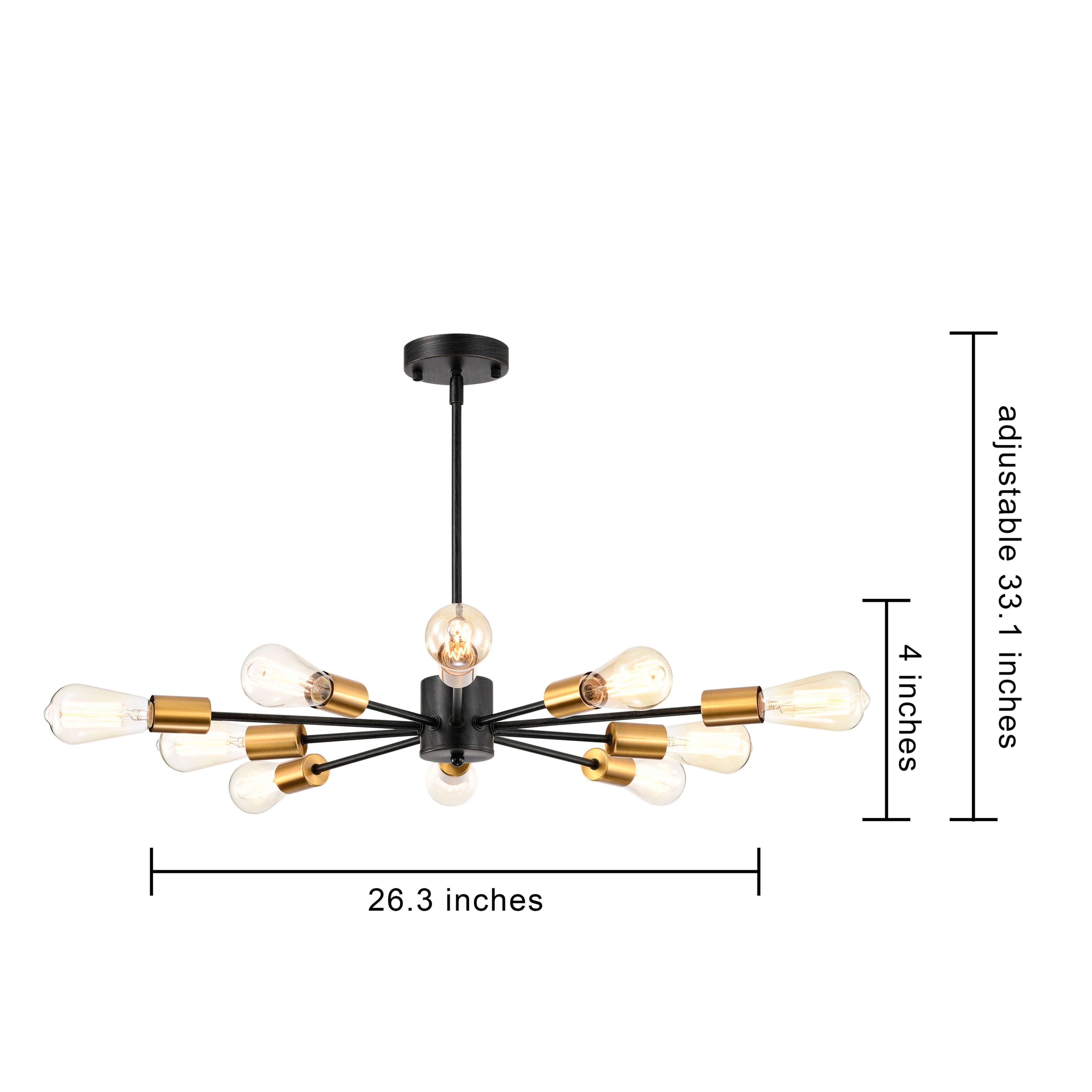 Lustre Sputnik 10 lumières Lorena antique noir et or métallisé