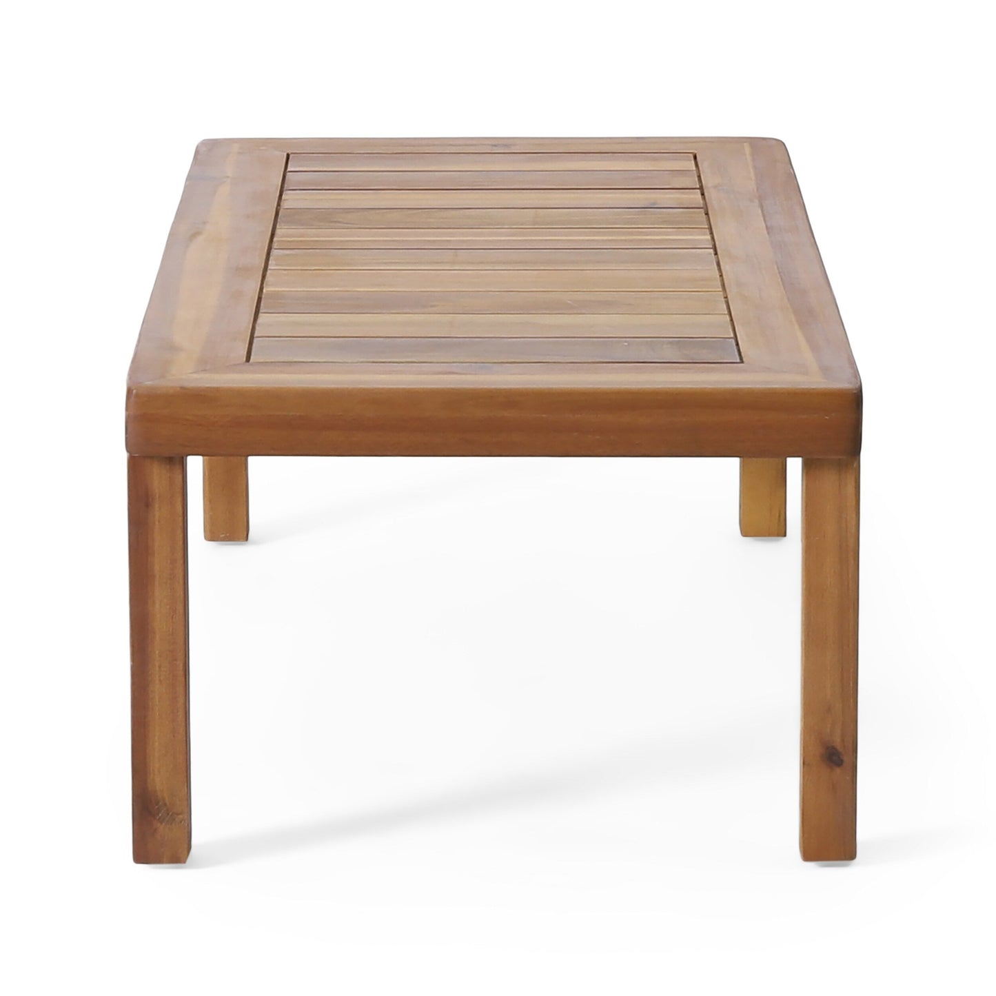 Ensemble causeuse et table basse d'extérieur en bois d'acacia Louver avec coussins par Christopher Knight Home