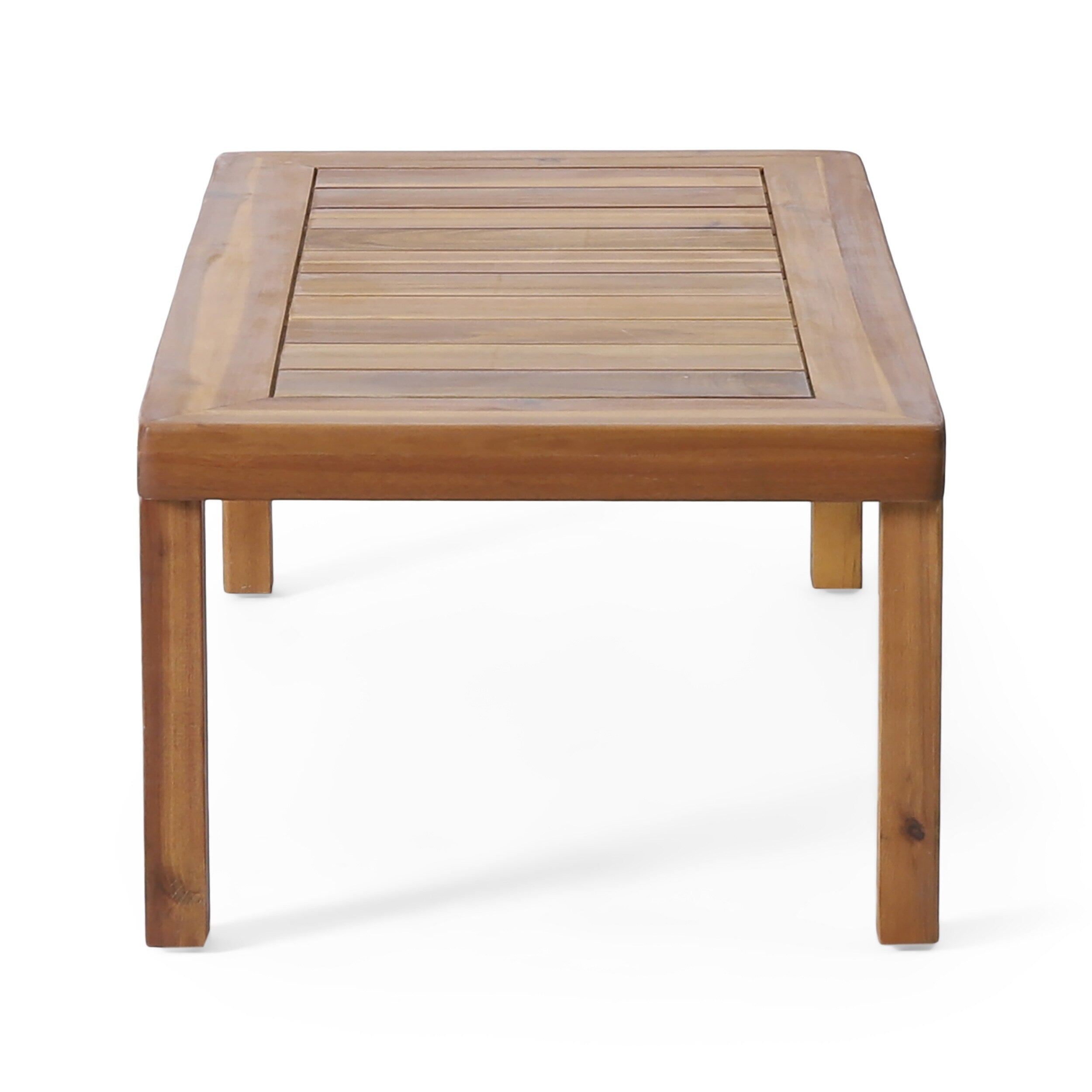 Ensemble causeuse et table basse d'extérieur en bois d'acacia Louver avec coussins par Christopher Knight Home