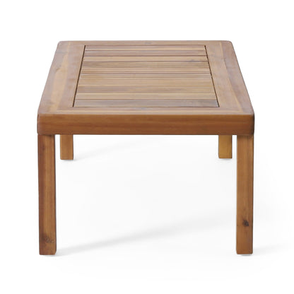 Ensemble causeuse et table basse d'extérieur en bois d'acacia Louver avec coussins par Christopher Knight Home