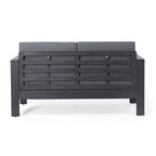 Ensemble causeuse et table basse d'extérieur en bois d'acacia Louver avec coussins par Christopher Knight Home