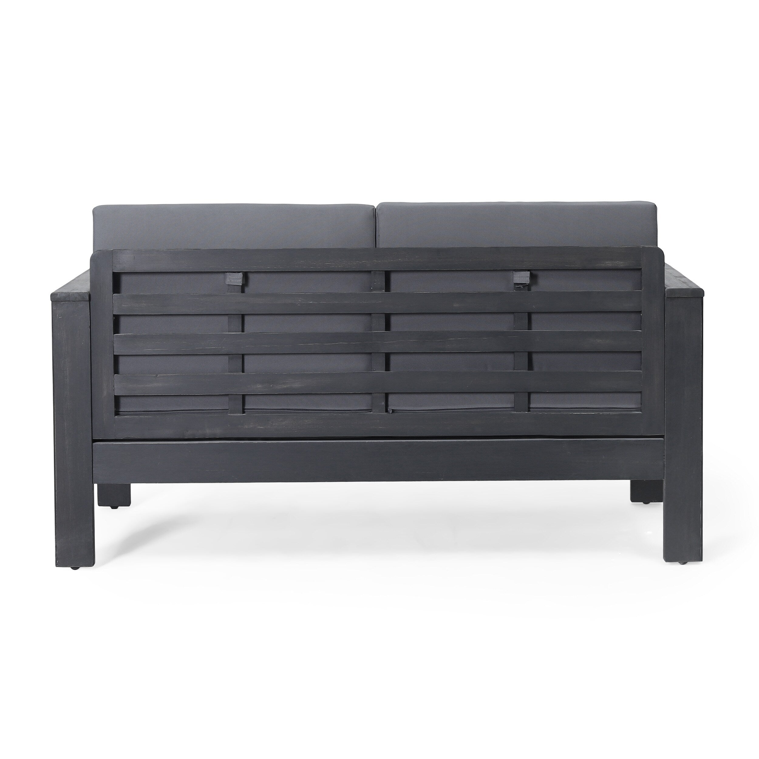 Ensemble causeuse et table basse d'extérieur en bois d'acacia Louver avec coussins par Christopher Knight Home