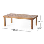 Ensemble causeuse et table basse d'extérieur en bois d'acacia Louver avec coussins par Christopher Knight Home