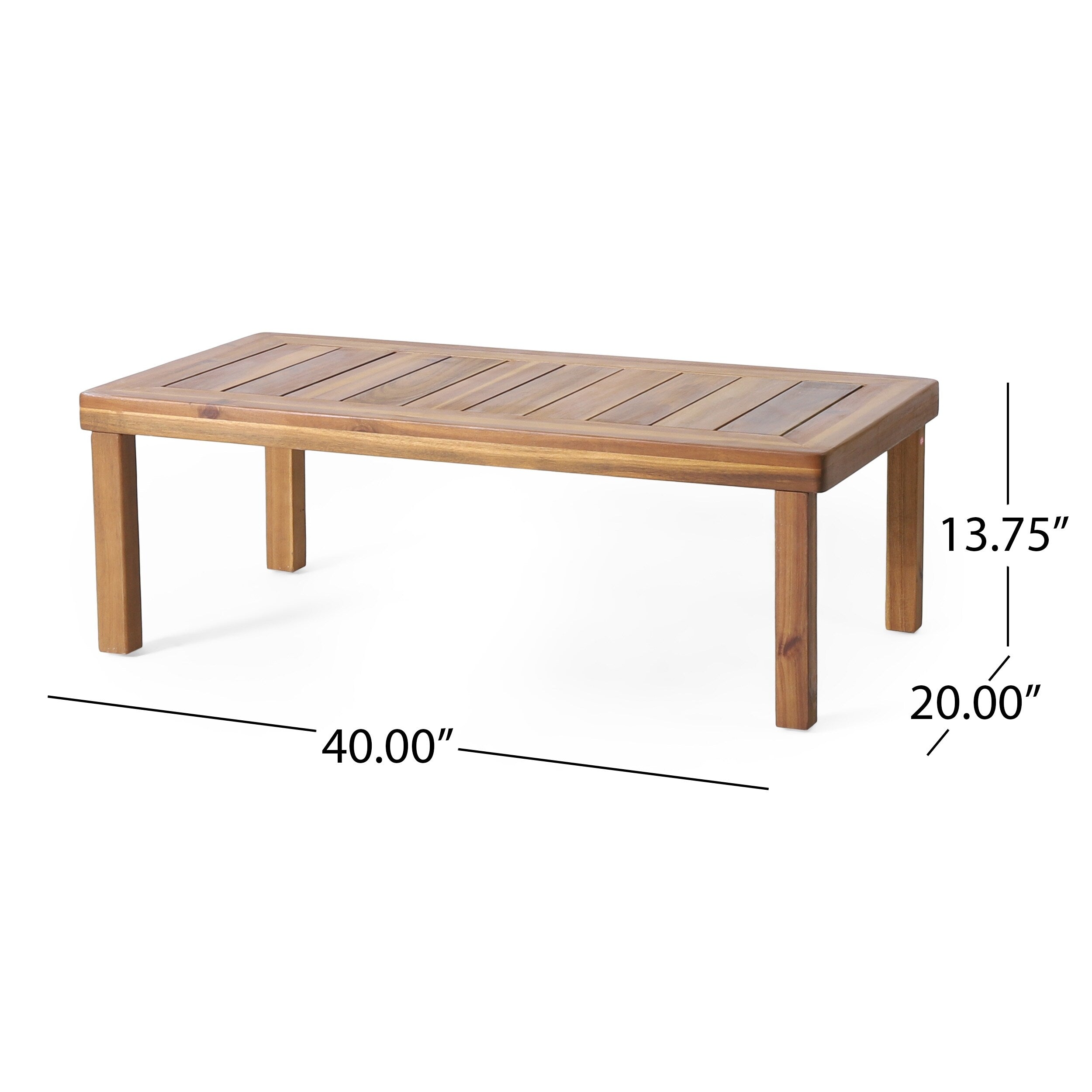 Ensemble causeuse et table basse d'extérieur en bois d'acacia Louver avec coussins par Christopher Knight Home