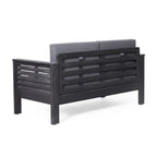 Ensemble causeuse et table basse d'extérieur en bois d'acacia Louver avec coussins par Christopher Knight Home