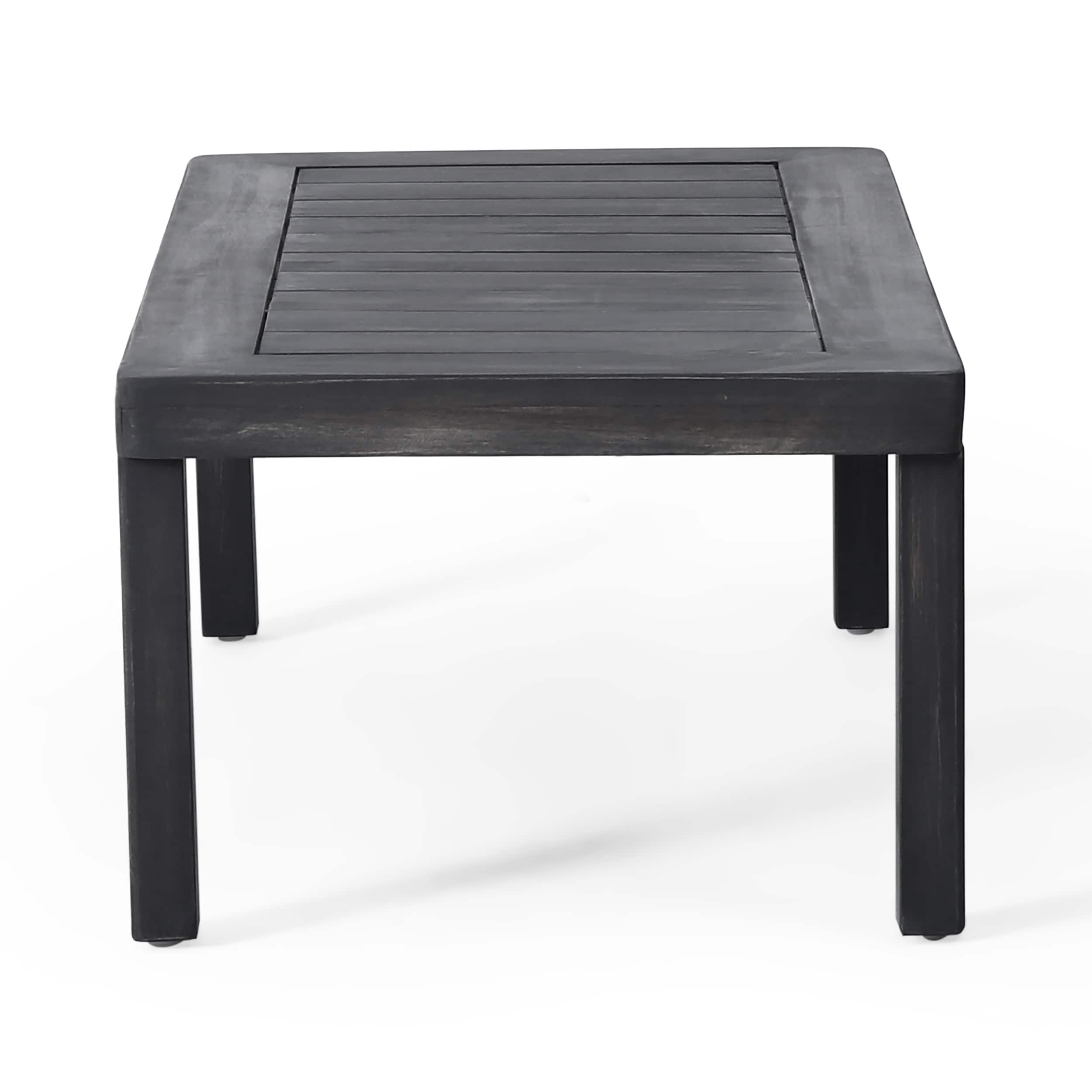 Ensemble causeuse et table basse d'extérieur en bois d'acacia Louver avec coussins par Christopher Knight Home