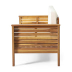 Ensemble causeuse et table basse d'extérieur en bois d'acacia Louver avec coussins par Christopher Knight Home