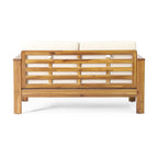 Ensemble causeuse et table basse d'extérieur en bois d'acacia Louver avec coussins par Christopher Knight Home