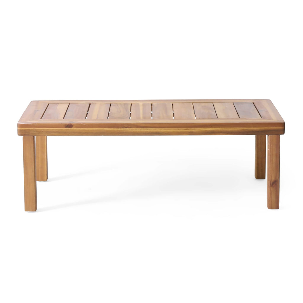 Ensemble causeuse et table basse d'extérieur en bois d'acacia Louver avec coussins par Christopher Knight Home