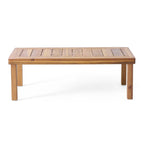 Ensemble causeuse et table basse d'extérieur en bois d'acacia Louver avec coussins par Christopher Knight Home
