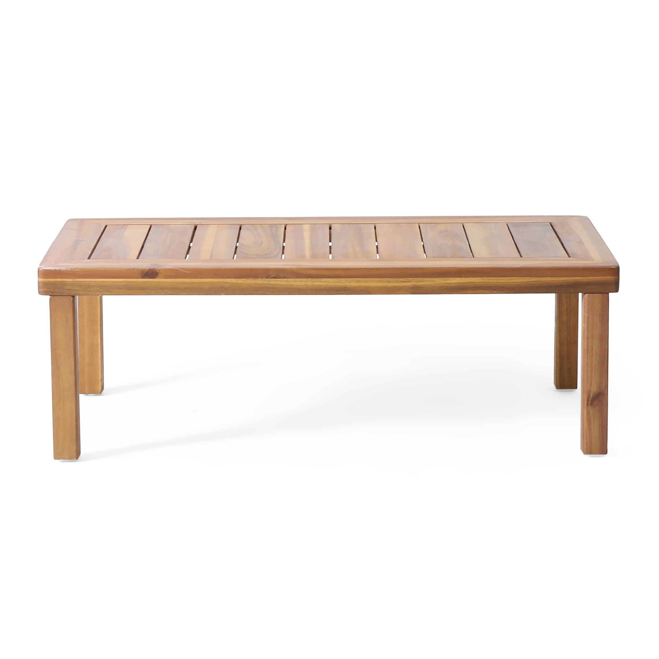 Ensemble causeuse et table basse d'extérieur en bois d'acacia Louver avec coussins par Christopher Knight Home