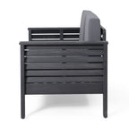 Ensemble causeuse et table basse d'extérieur en bois d'acacia Louver avec coussins par Christopher Knight Home