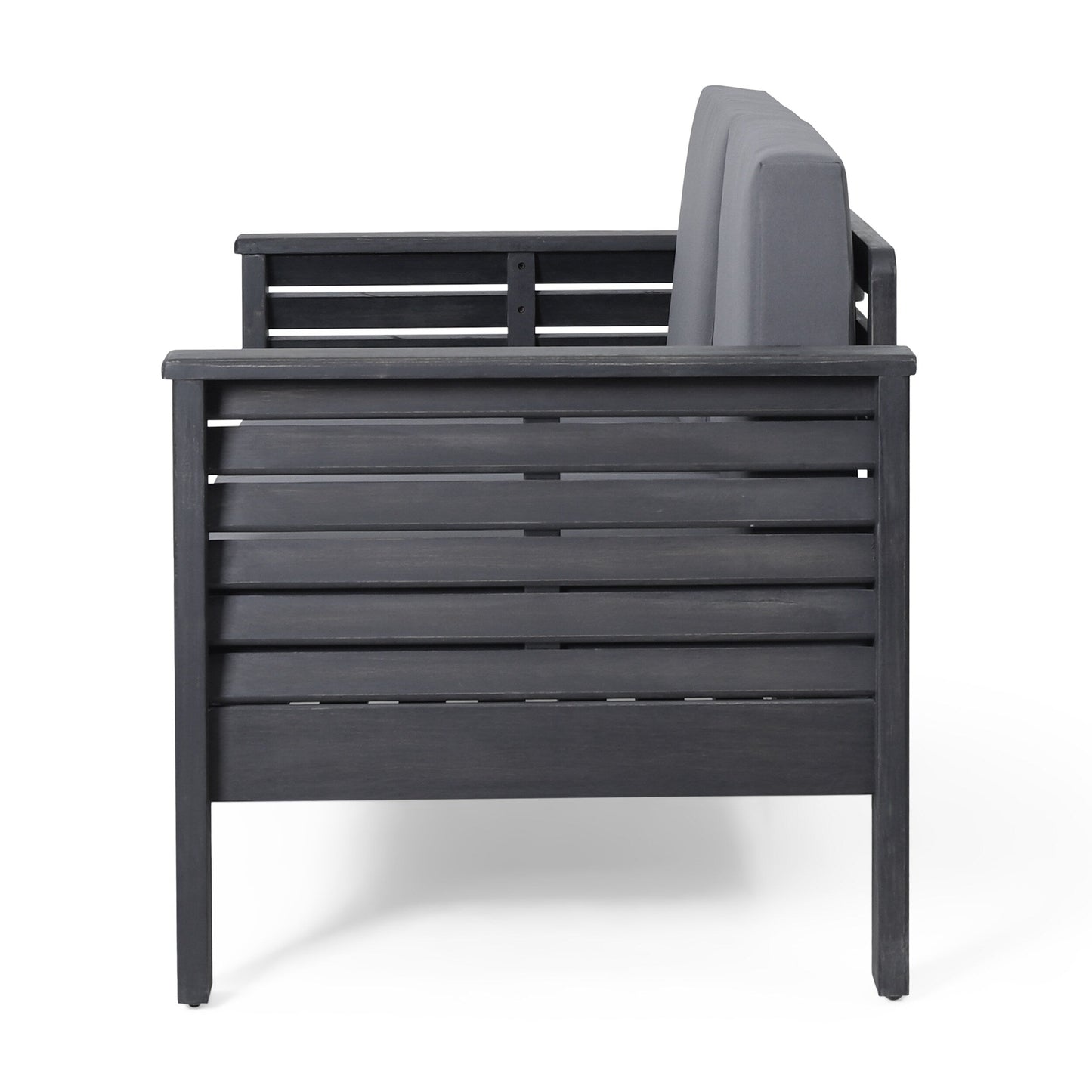 Ensemble causeuse et table basse d'extérieur en bois d'acacia Louver avec coussins par Christopher Knight Home