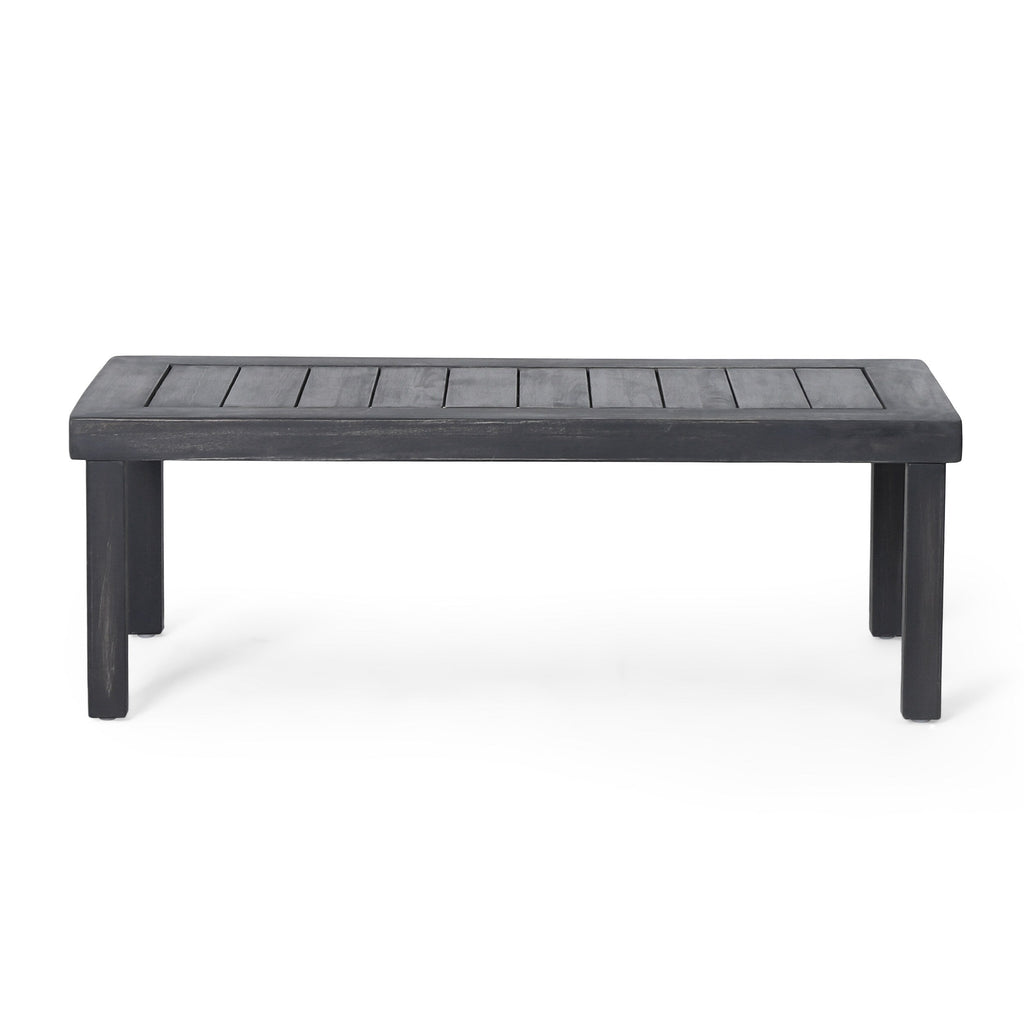 Ensemble causeuse et table basse d'extérieur en bois d'acacia Louver avec coussins par Christopher Knight Home