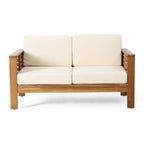 Ensemble causeuse et table basse d'extérieur en bois d'acacia Louver avec coussins par Christopher Knight Home