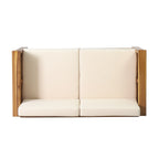Ensemble causeuse et table basse d'extérieur en bois d'acacia Louver avec coussins par Christopher Knight Home