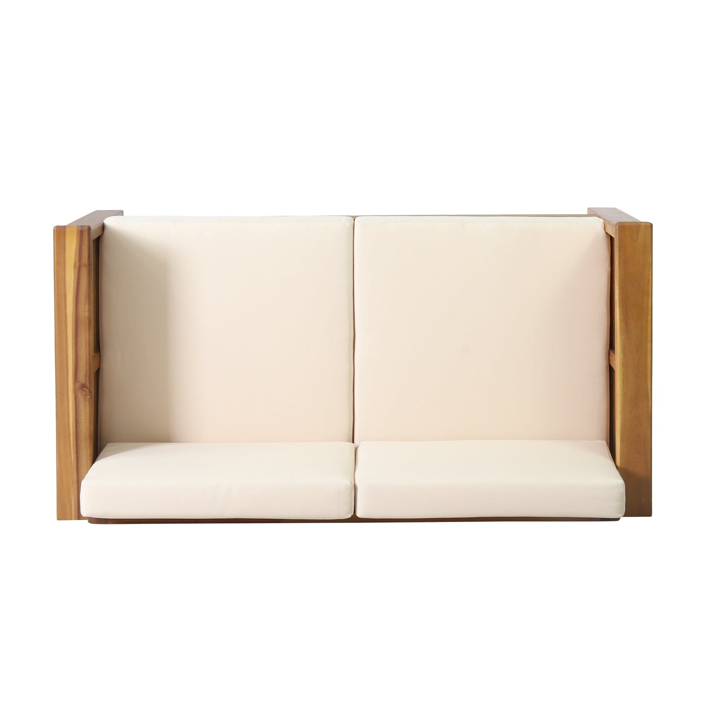 Ensemble causeuse et table basse d'extérieur en bois d'acacia Louver avec coussins par Christopher Knight Home