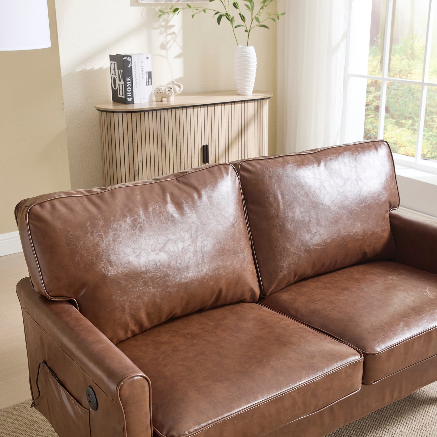 Canapé 2 places, petit canapé avec port USB et housse de coussin amovible.