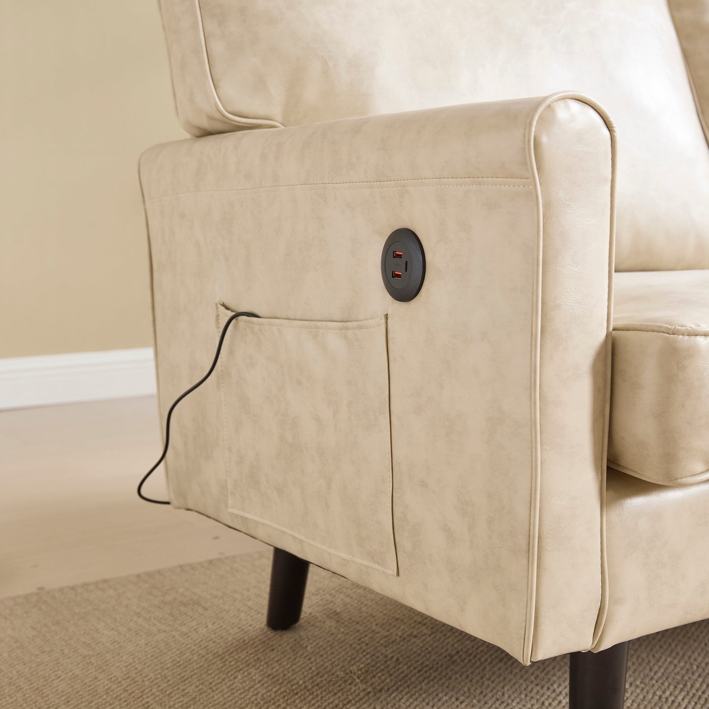 Canapé 2 places, petit canapé avec port USB et housse de coussin amovible.