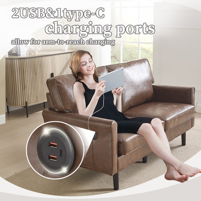 Canapé 2 places, petit canapé avec port USB et housse de coussin amovible.