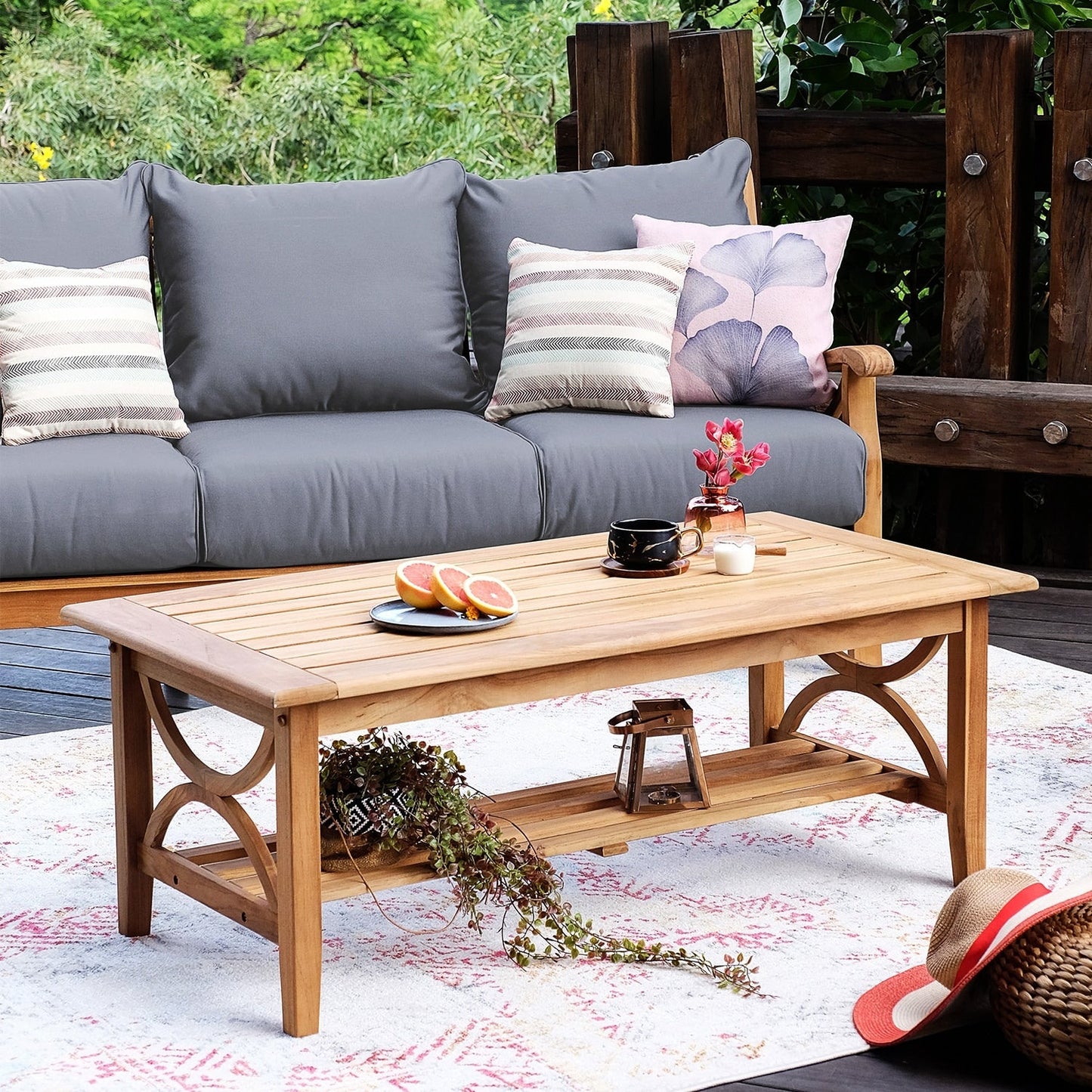 Ensemble de conversation d'extérieur Cambridge Casual Lowell 5 pièces en bois de teck