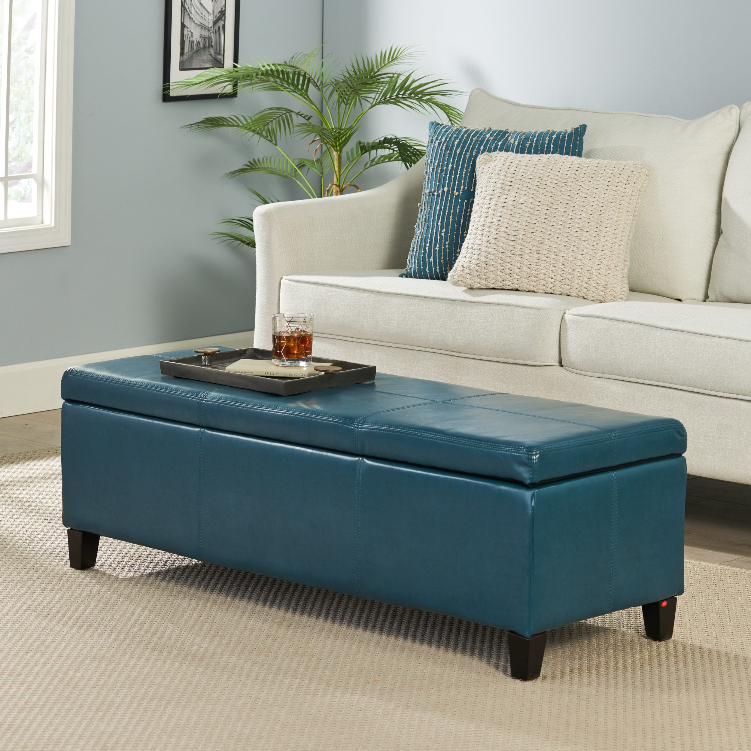 Banc de rangement en similicuir Lucinda par Christopher Knight Home - 51,25 L x 17,50 l x 16,25 H