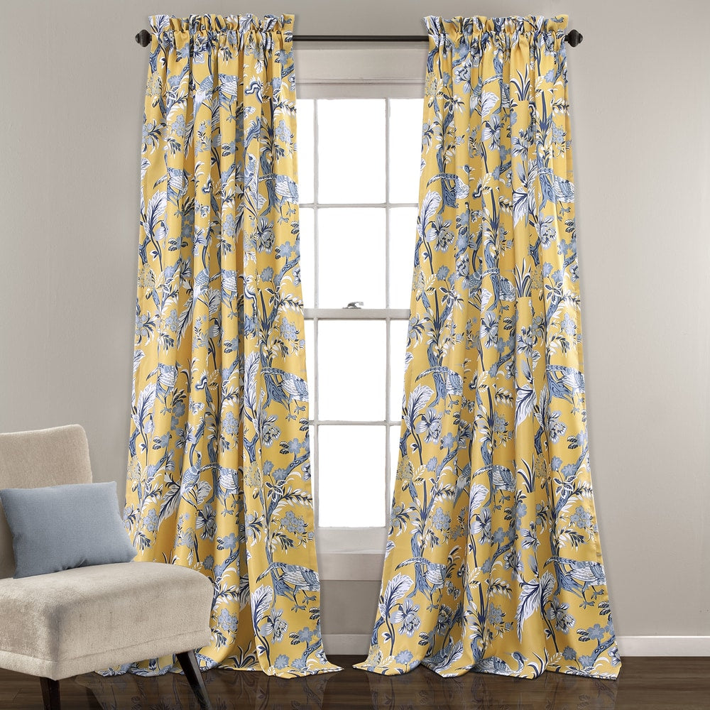Paire de rideaux filtrant la lumière Dolores à imprimé floral et oiseaux de Lush Decor