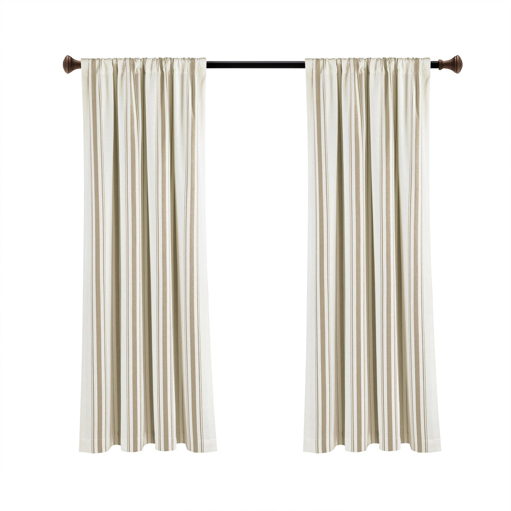 Paire de rideaux de fenêtre en coton teint en fil à rayures style ferme Lush Decor