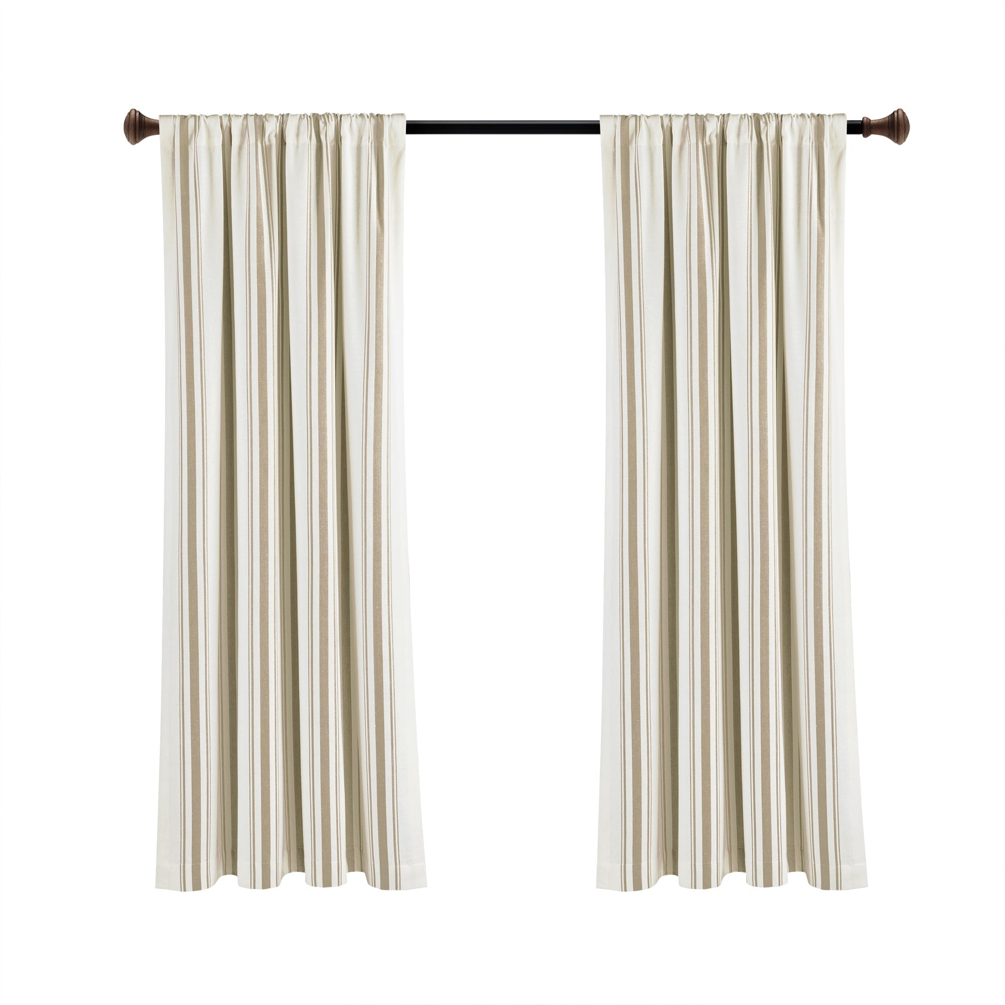Paire de rideaux de fenêtre en coton teint en fil à rayures style ferme Lush Decor