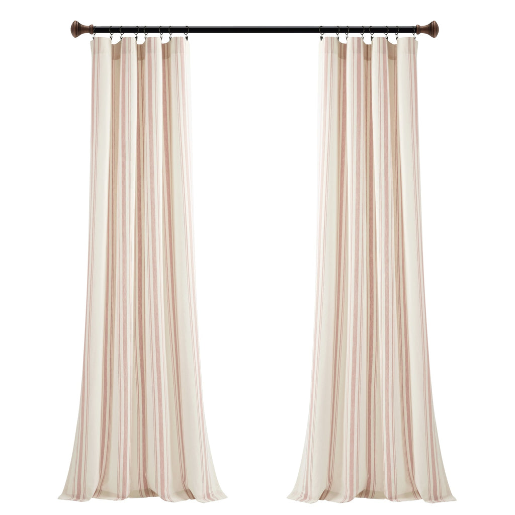 Paire de rideaux de fenêtre en coton teint en fil à rayures style ferme Lush Decor