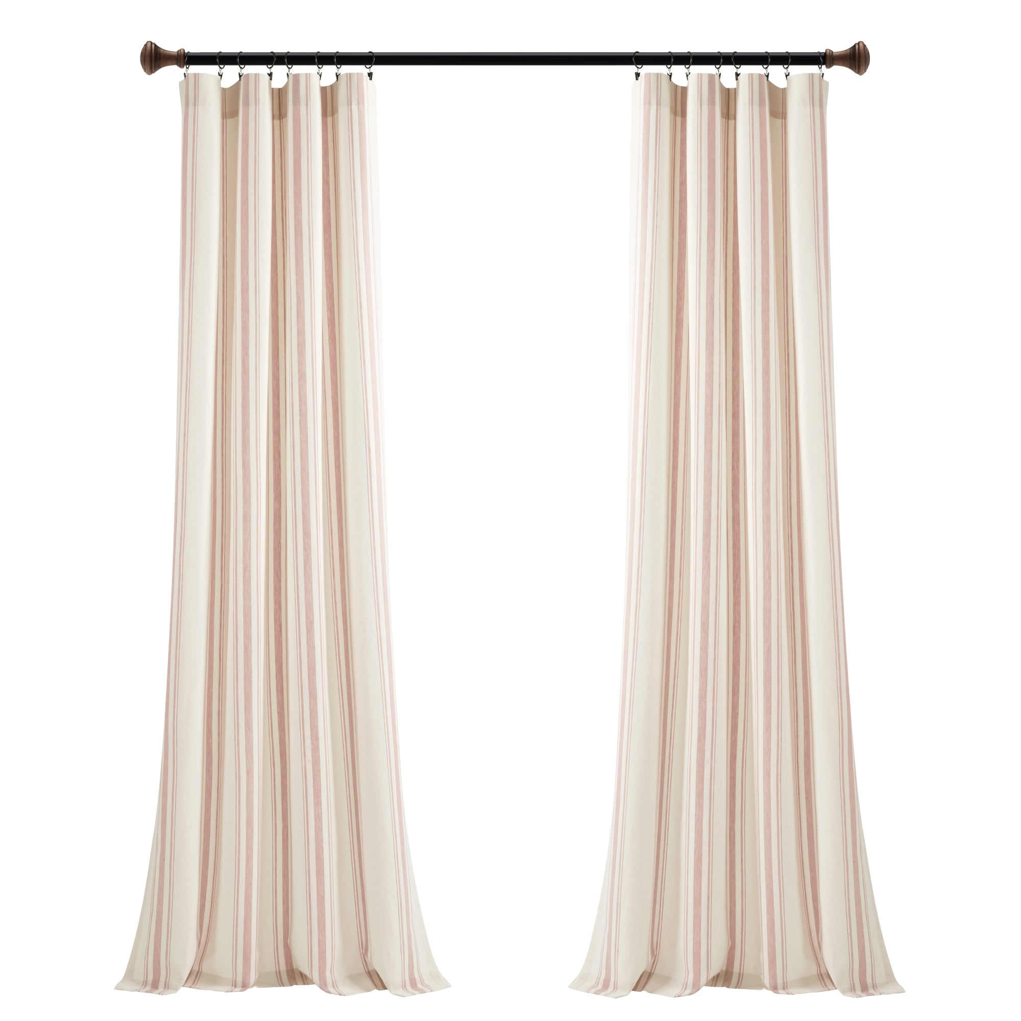 Paire de rideaux de fenêtre en coton teint en fil à rayures style ferme Lush Decor