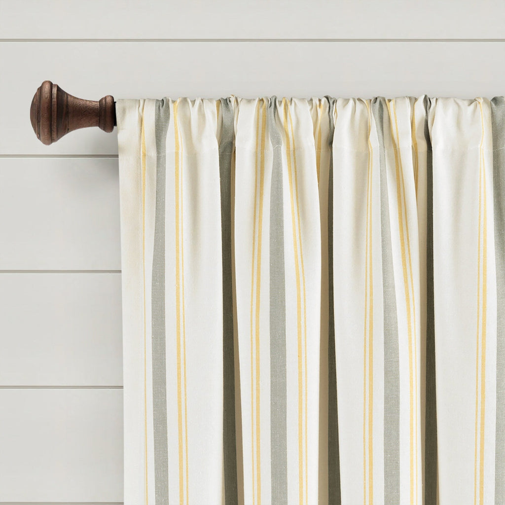 Paire de rideaux de fenêtre en coton teint en fil à rayures style ferme Lush Decor