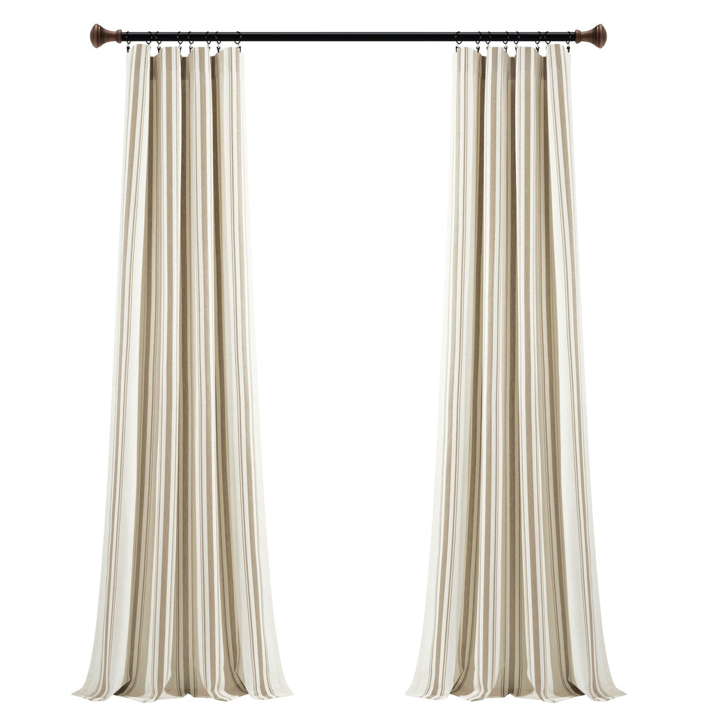 Paire de rideaux de fenêtre en coton teint en fil à rayures style ferme Lush Decor