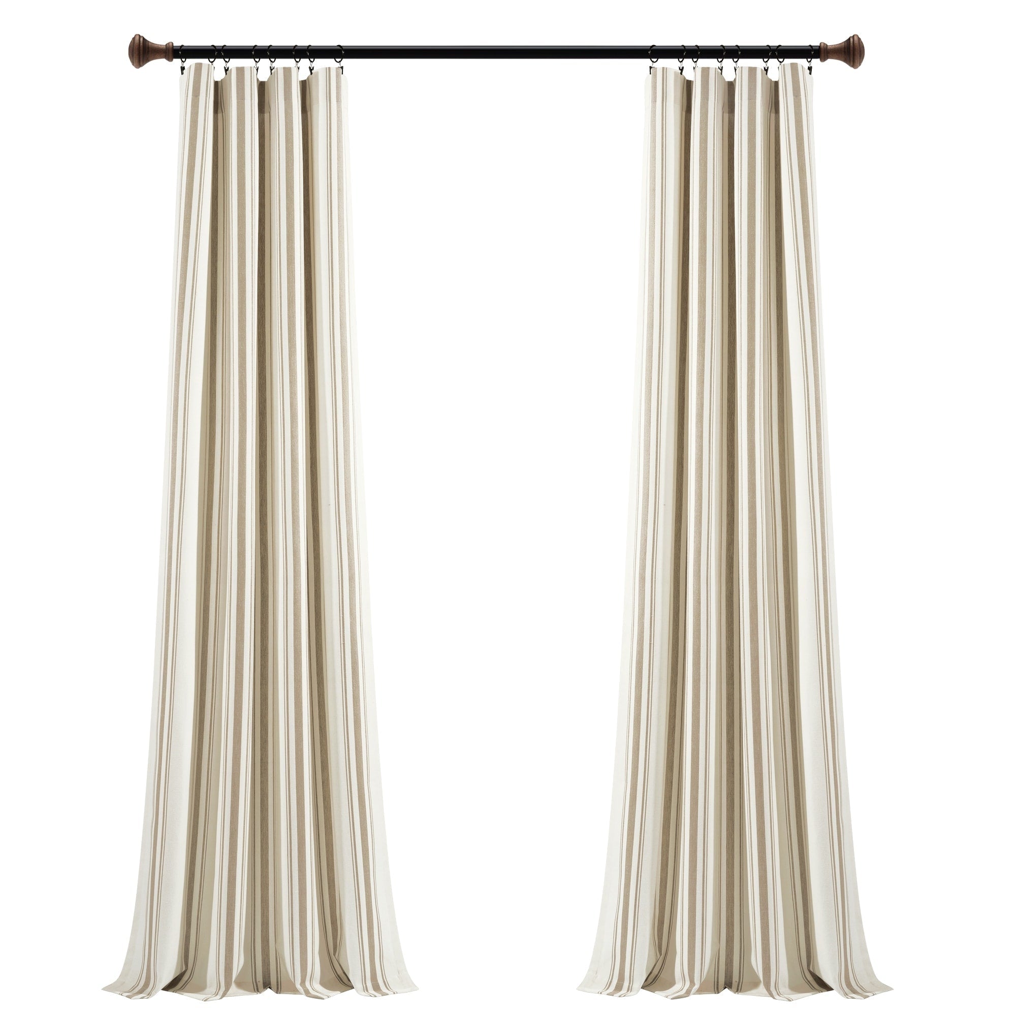 Paire de rideaux de fenêtre en coton teint en fil à rayures style ferme Lush Decor