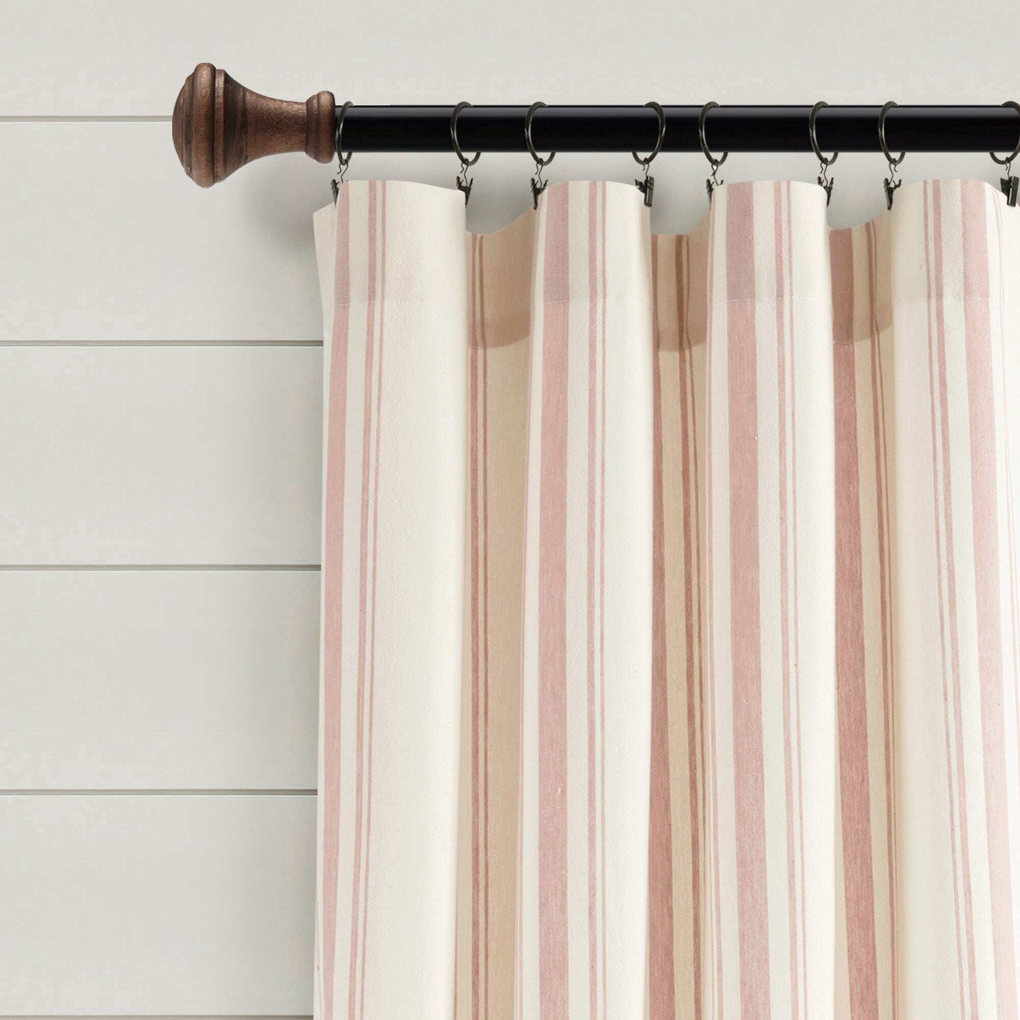 Paire de rideaux de fenêtre en coton teint en fil à rayures style ferme Lush Decor