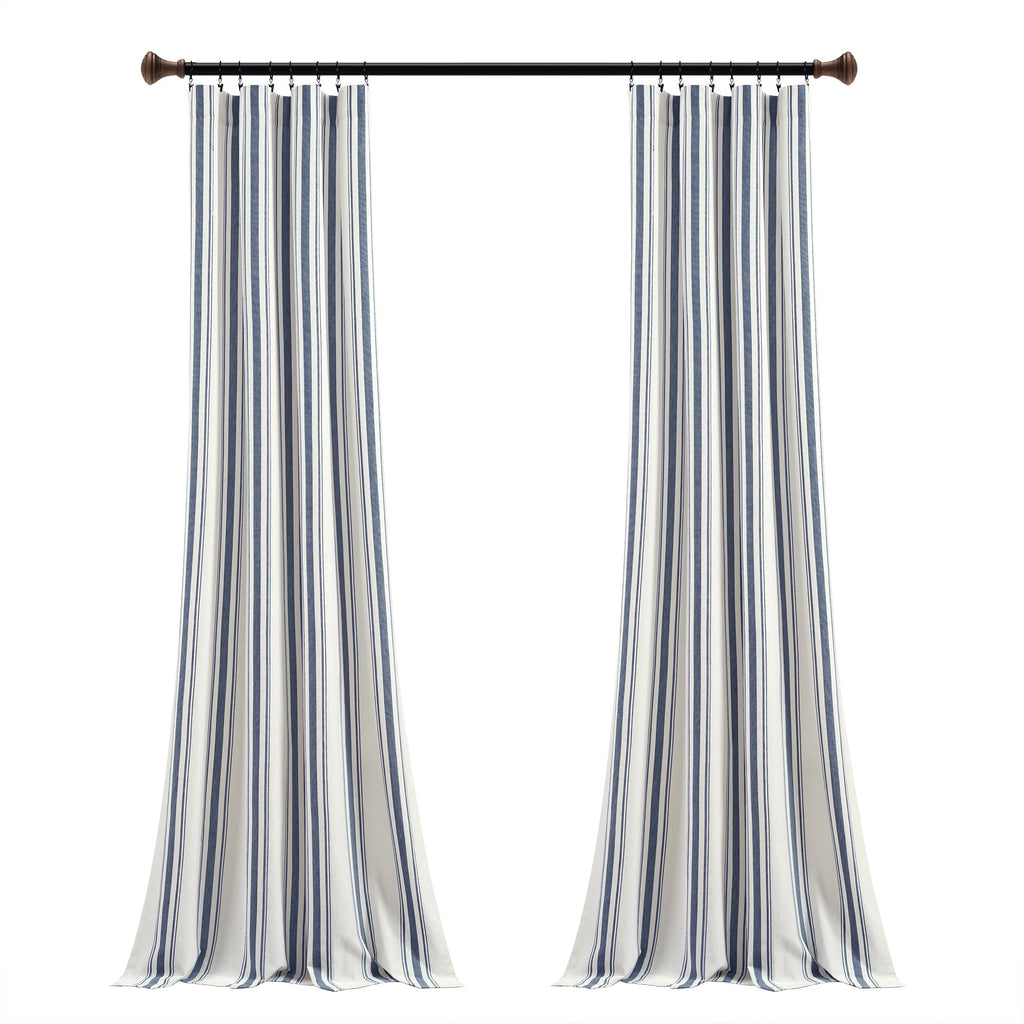 Paire de rideaux de fenêtre en coton teint en fil à rayures style ferme Lush Decor