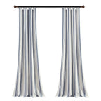 Paire de rideaux de fenêtre en coton teint en fil à rayures style ferme Lush Decor