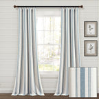 Paire de rideaux de fenêtre en coton teint en fil à rayures style ferme Lush Decor
