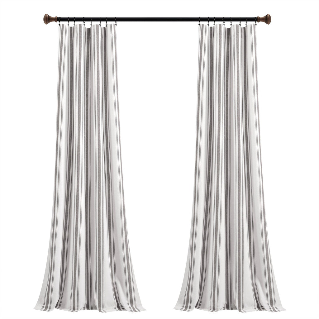 Paire de rideaux de fenêtre en coton teint en fil à rayures style ferme Lush Decor