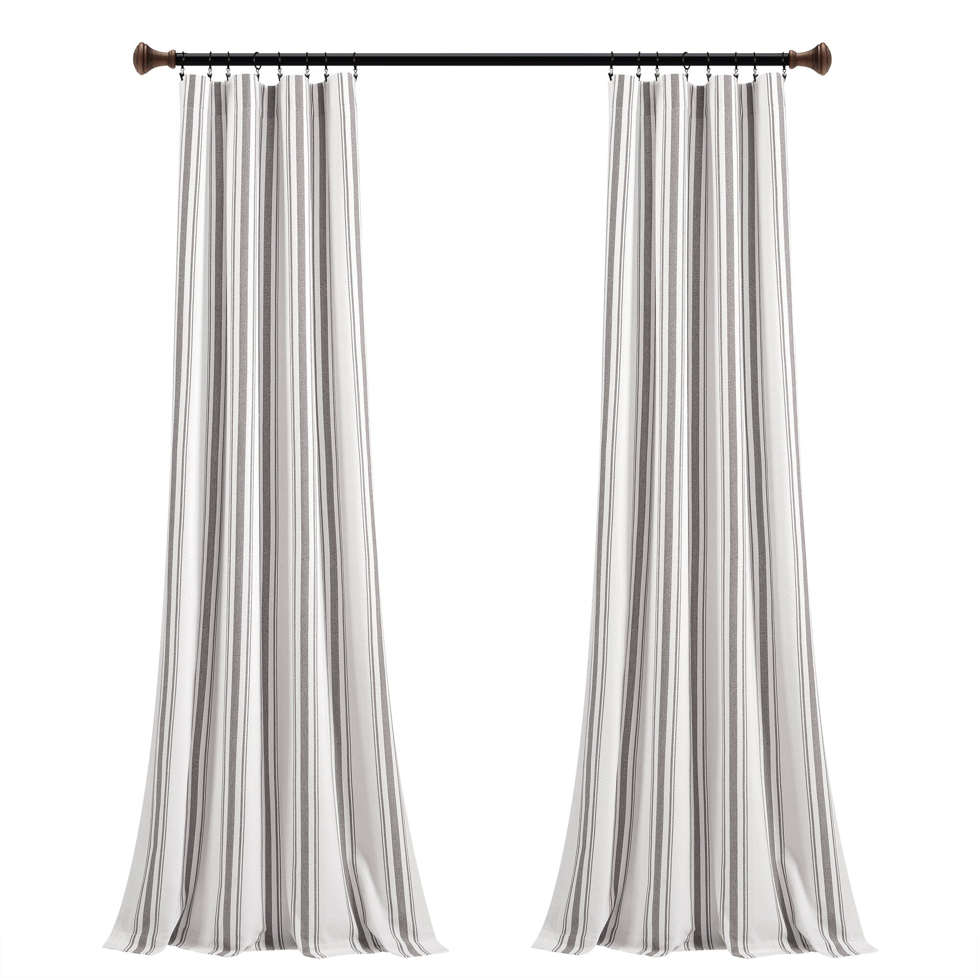 Paire de rideaux de fenêtre en coton teint en fil à rayures style ferme Lush Decor
