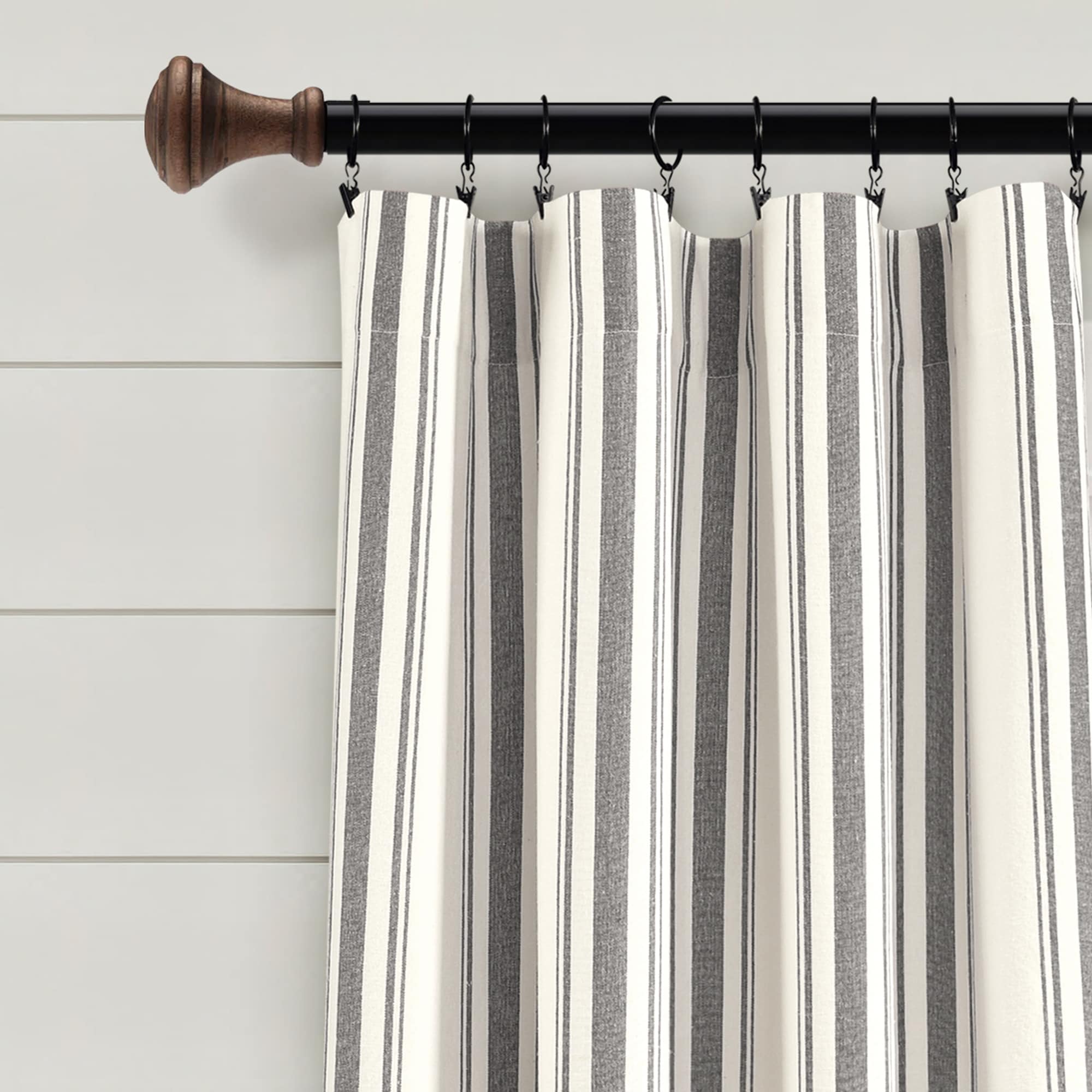 Paire de rideaux de fenêtre en coton teint en fil à rayures style ferme Lush Decor