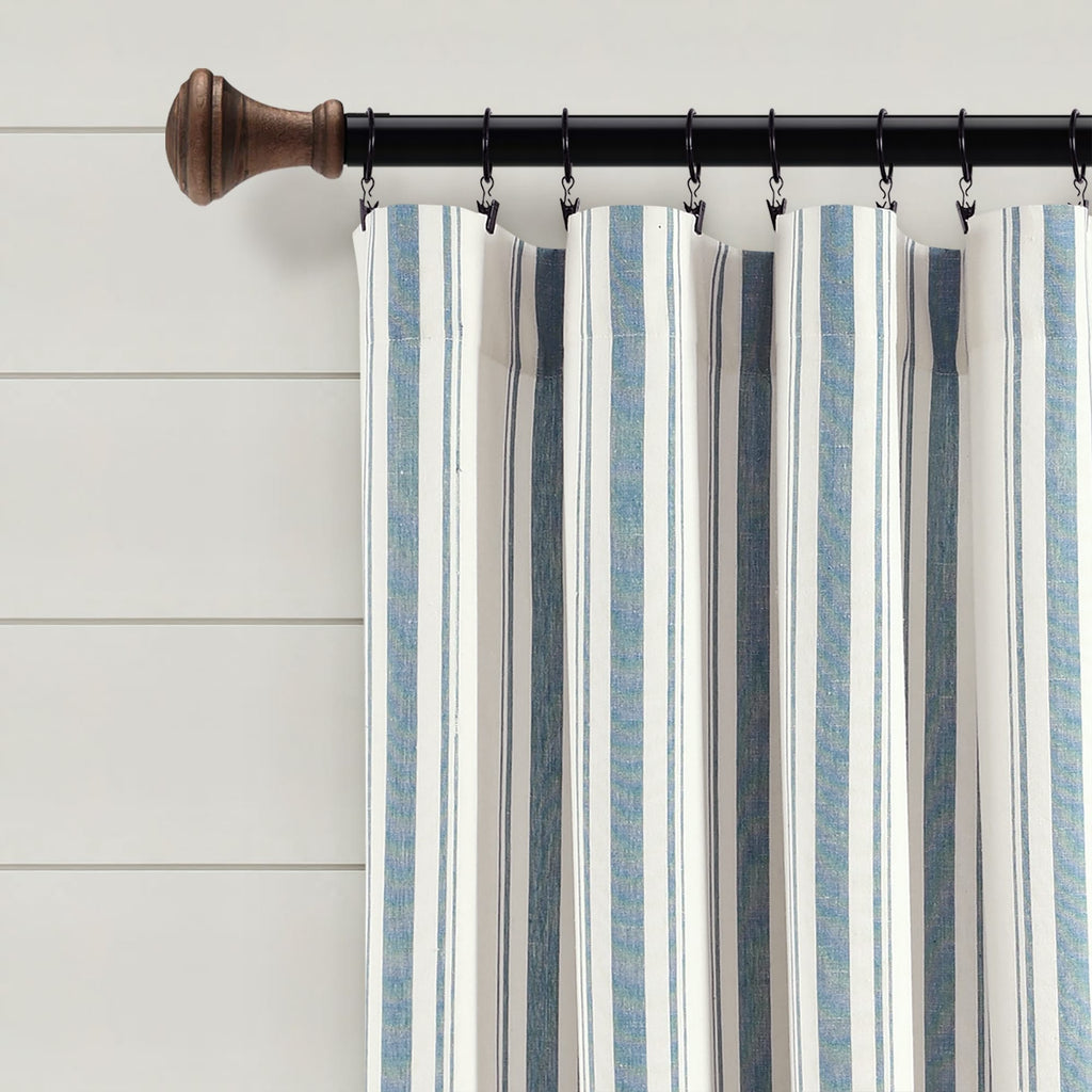 Paire de rideaux de fenêtre en coton teint en fil à rayures style ferme Lush Decor