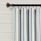 Paire de rideaux de fenêtre en coton teint en fil à rayures style ferme Lush Decor