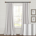 Paire de rideaux de fenêtre en coton teint en fil à rayures style ferme Lush Decor
