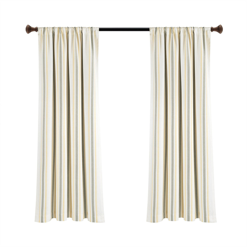 Paire de rideaux de fenêtre en coton teint en fil à rayures style ferme Lush Decor