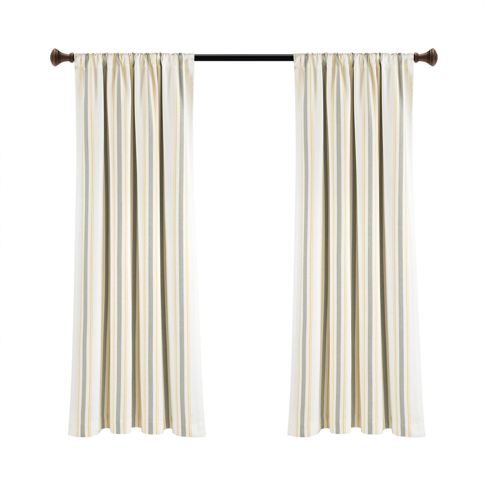 Paire de rideaux de fenêtre en coton teint en fil à rayures style ferme Lush Decor