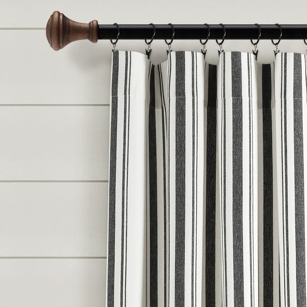 Paire de rideaux de fenêtre en coton teint en fil à rayures style ferme Lush Decor