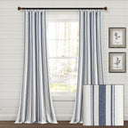 Paire de rideaux de fenêtre en coton teint en fil à rayures style ferme Lush Decor