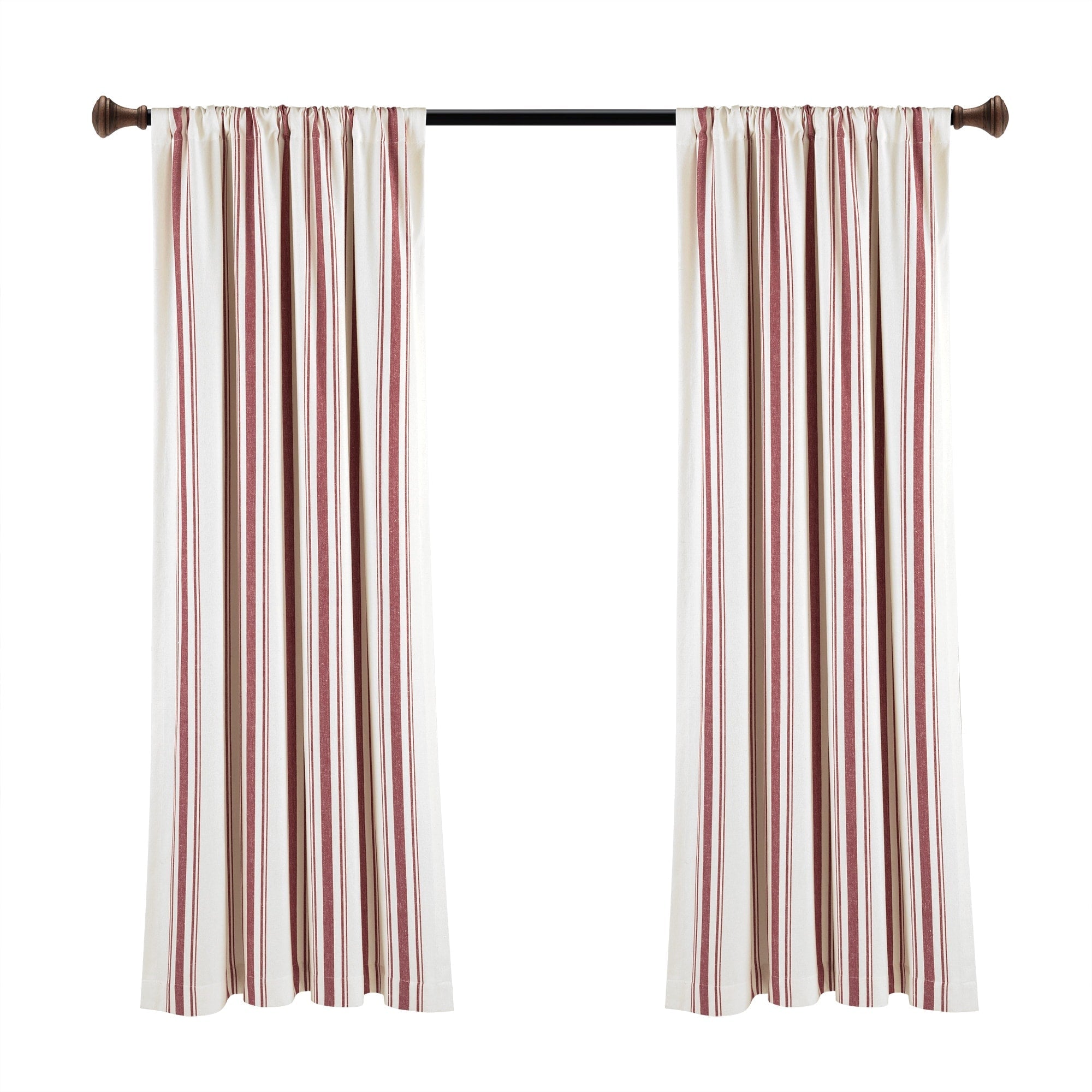 Paire de rideaux de fenêtre en coton teint en fil à rayures style ferme Lush Decor